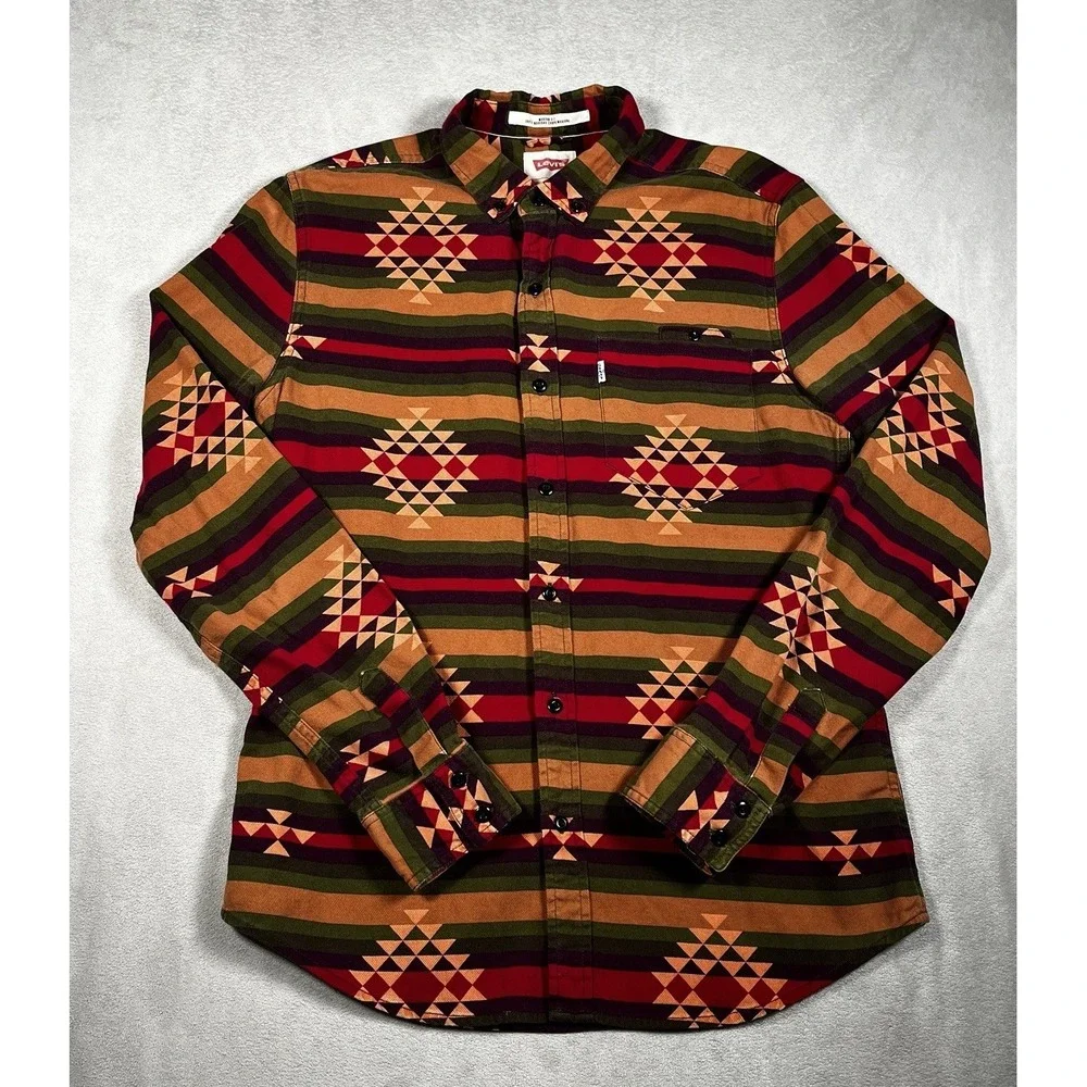 Levi's Indian Blanket Southwest Navajo Aztec Shirt Men M‎ Modern Fit Button Down